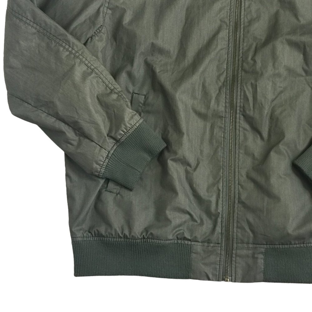 H&M LOGG Hooded Bomber Jacket Coat Green Mens Size Large Drawstring Zip Up - Picture 2 of 8